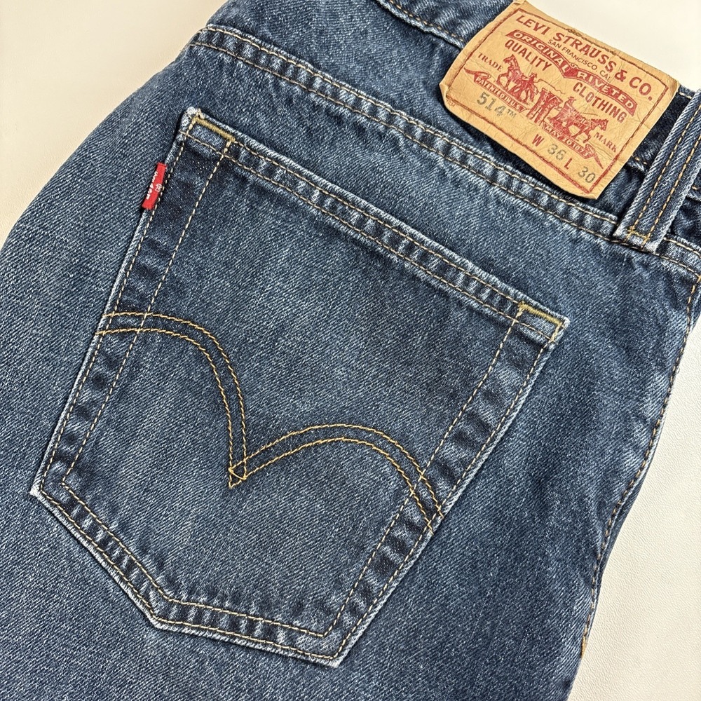 Levis 514 Jeans Mens 36 Dark Wash Denim Straight Fit 36X30